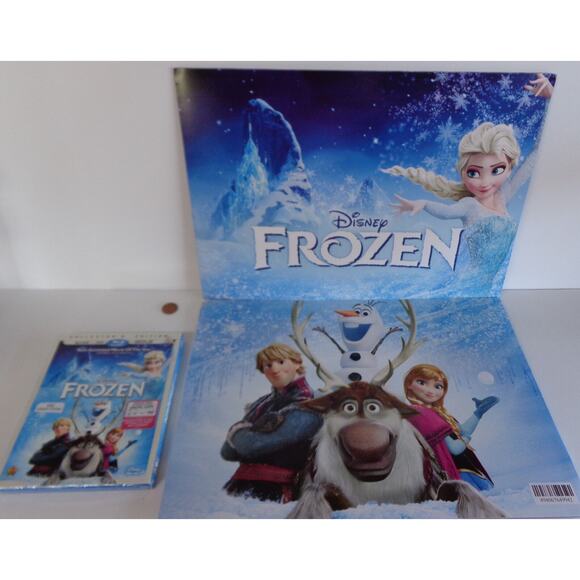 NEW Frozen Elsa Anna 4 LITHO PRINT Posters & MOVIE 2Disc BluRay DVD Digitial HD - Picture 3 of 12